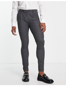 Noak - Pantaloni da abito super skinny in tessuto premium micro testurizzato antracite-Grigio