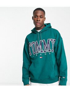 Tommy Jeans - ASOS Exclusive Heritage Capsule - Felpa con cappuccio vestibilità skater verde medio con logo sul davanti