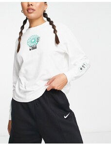Nike Basketball - Maglietta a maniche lunghe bianca con logo e stampa NBA-Bianco