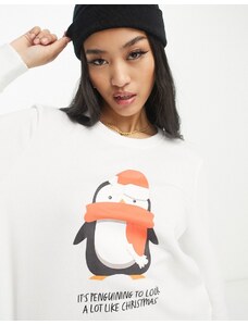 Only - Maglione natalizio bianco con pinguino