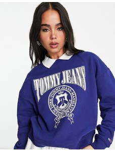 Tommy Jeans - Top stile polo blu con logo stile college