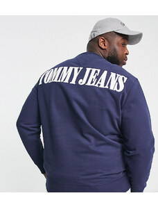 Tommy Jeans Big and Tall - Felpa blu navy con logo con bandiera