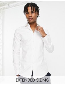 ASOS DESIGN - Camicia premium skinny in twill bianco facile da stirare con colletto alla francese