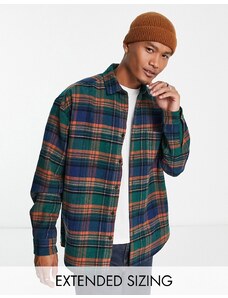 ASOS DESIGN - Camicia giacca oversize anni '90 in misto lana a quadri verdi-Verde