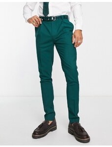 Noak - Pantaloni da abito premium skinny verde bosco in misto lana