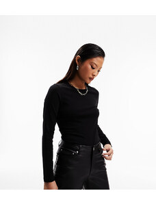 ASOS Petite ASOS DESIGN Petite - Ultimate - Maglietta slim fit a maniche lunghe in cotone nera-Black