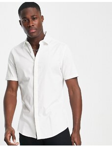 ASOS DESIGN - Premium - Camicia slim fit in rasatello bianco