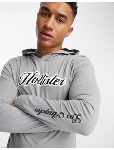 Hollister - Top a maniche lunghe nero con cappuccio e scritta del logo-Black