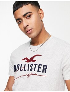 Hollister - Iconic Tech - T-shirt grigio chiaro mélange con logo