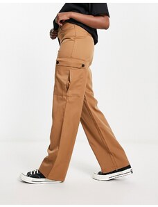 Noisy May - Pantaloni cargo premium a fondo ampio color cammello-Neutro