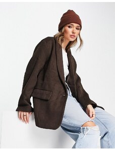 ASOS DESIGN - Blazer grandad oversize elegante in misto lana color cioccolato-Marrone