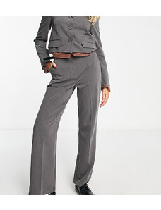 COLLUSION - Pantaloni dritti grigi con cintura in pelle sintetica rimovibile in coordinato-Grigio