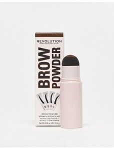 Revolution - Brow Powder - Kit con timbri e stencil per sopracciglia - Dark Brown-Marrone