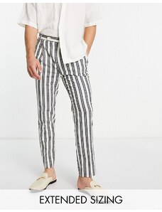 ASOS DESIGN - Pantaloni eleganti stile preppy affusolati bianco rigato