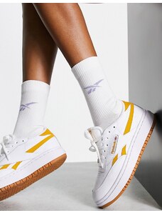 Reebok - Club C Double - Sneakers bianche e arancioni-Bianco