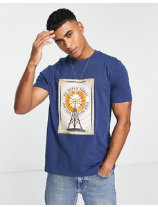 Ben Sherman - T-shirt blu navy con stampa di torre radio
