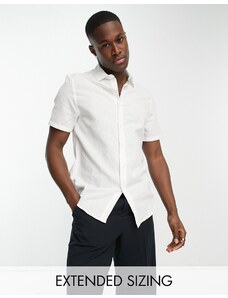 ASOS DESIGN - Camicia elegante vestibilità classica a maniche corte in lino bianco