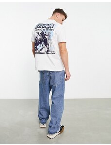 ASOS DESIGN - T-shirt comoda bianca con stampa blu di robot sul retro-Bianco