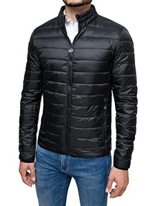 Evoga Giubbotto piumino uomo Biker 100 grammi Autunno Inverno casual  Impermeabile (XXL, Nero) 