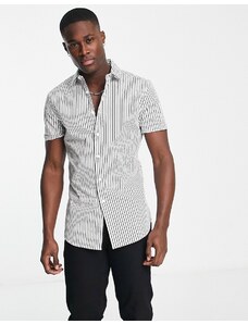 ASOS DESIGN - Camicia skinny a righe bianche e nere-Bianco