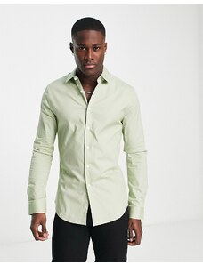 ASOS DESIGN - Camicia skinny stretch verde salvia