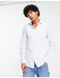 ASOS DESIGN - Camicia slim blu a righe-Bianco