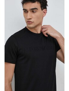 Emporio Armani t-shirt in cotone colore nero con applicazione