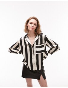 Topshop - Camicia del pigiama comoda a righe monocromatiche-Black