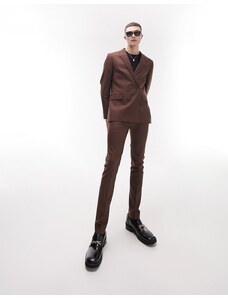 Topman - Pantaloni super skinny da abito marroni-Marrone