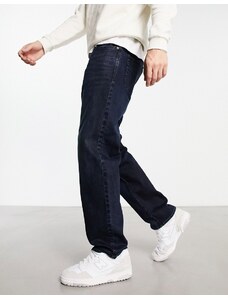 New Look - Jeans dritti larghi lavaggio indaco scuro-Blu