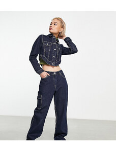 COLLUSION - Giacca di jeans stile western indaco in coordinato-Blu