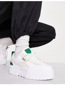 PUMA - Mayze - Sneakers bianche con dettagli verdi-Bianco