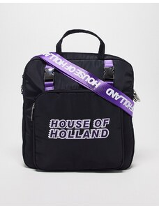 House of Holland - Borsa shopper nera con manico e logo-Nero