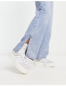 adidas Originals - Gazelle Bold - Sneakers grigie e bianche con suola platform-Grigio