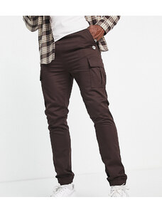 Le Breve Tall - Pantaloni cargo con elastico in vita e orlo, colore marrone scuro