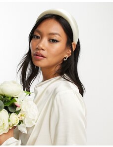 Y.A.S - Bridal - Fascia per capelli imbottita da sposa in raso bianco