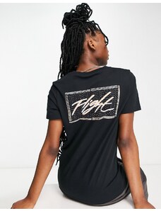 Jordan - Flight - T-shirt nera con stampa sul retro-Nero