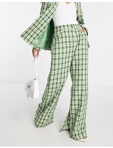 Urban Threads - Pantaloni a fondo ampio verdi a quadri in coordinato-Verde