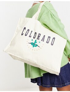 Daisy Street - Borsa shopping con stampa "Colorado"-Bianco