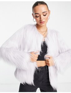 Unreal Fur - Unreal Dream - Giacca in pelliccia sintetica grigia senza colletto-Grigio