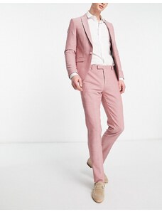 Twisted Tailor - Schaar - Pantaloni da abito in cotone rosa testurizzato