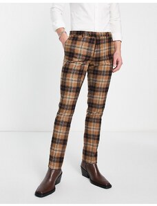 Twisted Tailor - Bruin - Pantaloni da abito marroni a quadri heritage-Marrone