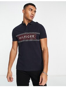 Tommy Hilfiger - Polo blu navy regular fit con logo a righe
