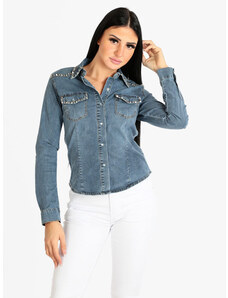 Solada Camicia Donna In Jeans Con Borchie Taglia L