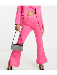 Extro & Vert Petite - Pantaloni a zampa a vita alta rosa vivace in coordinato