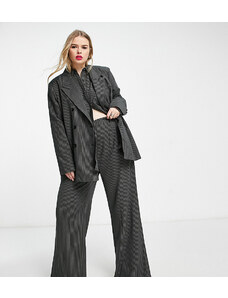 Extro & Vert Plus - Pantaloni a fondo super ampio color ardesia gessato in coordinato-Grigio