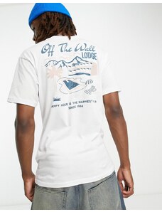 Vans - Off The Wall - T-shirt unisex bianca con stampa "Lodge" sul retro-Bianco