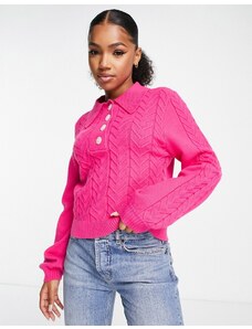 Urban Bliss - Maglione rosa con colletto stile polo