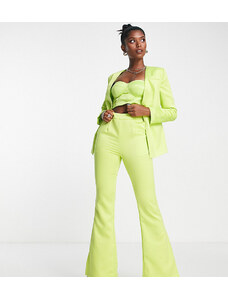 Extro & Vert - Pantaloni a zampa a vita alta verde chartreuse in coordinato