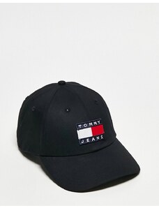 Tommy Jeans - Heritage - Cappello nero con logo a bandiera-Black